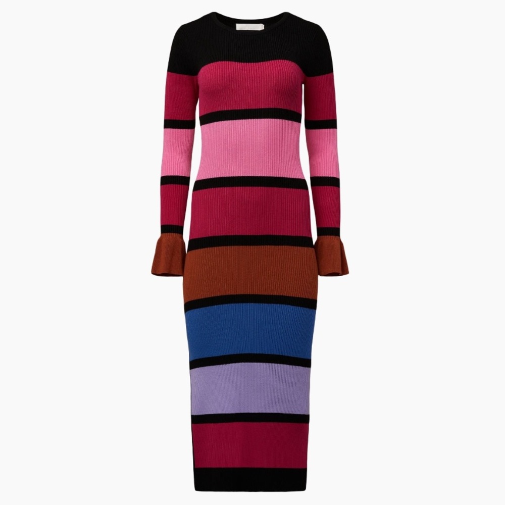 Colorblocked striped midi dress Rach parcell WORN ONCE